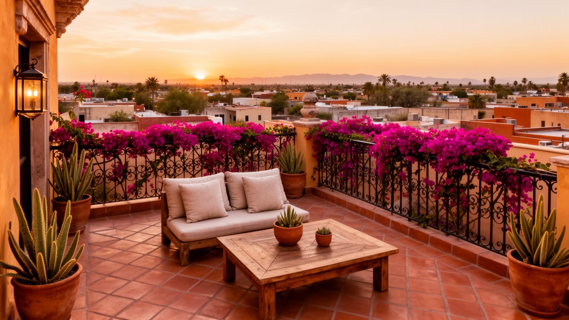 Suite Kino — 2 recámaras, 1 baño, sala independiente y terraza privada con vista al barrio.